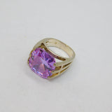 Sterling Silver Chunky Cushion Cut Amethyst Cocktail Ring Modern 2003 Size K