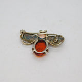 Sterling Silver Baltic Amber Bee Form Brooch Pin Contemporary c2000