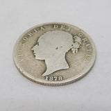 Queen Victoria .925 Silver Half Crown Coin Antique 1878 Fair Condition