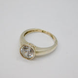 Sterling Silver Cubic Zirconia Solitaire Dress Ring Vintage c1970 Size M