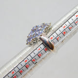 Sterling Silver Multi-Stone Tanzanite Cocktail Ring Vintage c1970 Size M 1/2