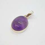 Sterling Silver Oval Amethyst Cabochon Pendant Vintage c1970