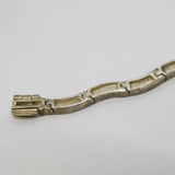 Sterling Silver Mother of Pearl Wave Pattern Link Bracelet Vintage c1970