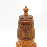 19th Century Carved Black Forest Wood Sewing Thread & Needle Case Antique