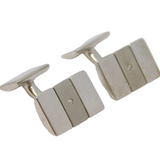 Pair of Sterling Silver & Diamond Set Gents Cufflinks Vintage c1990s