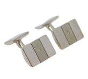 Pair of Sterling Silver & Diamond Set Gents Cufflinks Vintage c1990s