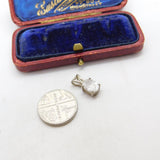 Sterling Silver Diamante Drop Charm Pendant Vintage c1970