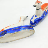 Pair of Georgian Style Staffordshire Greyhound Pen Holders Vintage c1960