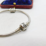 PANDORA Sterling Silver Snake Link Charm Bracelet with Charms Vintage