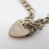 Sterling Silver Curb Link Charm Bracelet Heart Clasp Vintage 1978 London