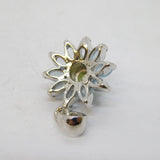 Sterling Silver, Topaz, Peridot & Amethyst Floral Pendant Vintage c1990s