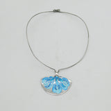 Normon Grant Scottish Sterling Silver Blue Enamel Floral Necklace Vintage 1977