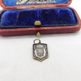 Sterling Silver and Enamel Prussian Travel Shield Charm Pendant Vintage c1970