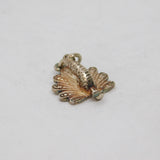 Sterling Silver Textured Peacock Charm Pendant Vintage c1970s