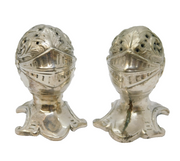 Victorian Mappin & Webb Pair of Silver Plated Knights Helmet Pepper Shakers