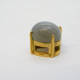 9ct Yellow Gold, Cats Eye & Emerald Cut Amethyst Drop Pendant Vintage