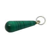 Sterling Silver Malachite Drop Charm Pendant Vintage c1970s