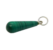 Sterling Silver Malachite Drop Charm Pendant Vintage c1970s