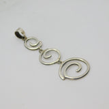 Sterling Silver Triple Linked Swirls Long Drop Studio Pendant Vintage c1970s