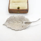 Sterling Silver Figurative Leaf Brooch Pin Vintage c1970