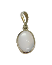 Sterling Silver Cabochon Moonstone Oval Drop Charm Pendant Vintage c1970
