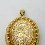 Victorian Sterling Silver Gilt Floral Pattern Sweetheart Locket Antique c1880