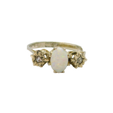 Sterling Silver Opal & White Topaz Engagegment/Dress Ring Vintage 1979 Size J