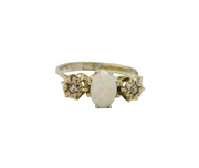 Sterling Silver Opal & White Topaz Engagegment/Dress Ring Vintage 1979 Size J