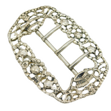 Victorian Sterling Silver Floral Pattern Belt Buckle Antique 1889 London Comyns
