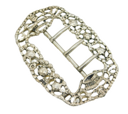 Victorian Sterling Silver Floral Pattern Belt Buckle Antique 1889 London Comyns