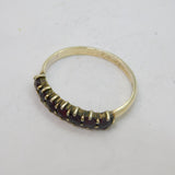 900 Silver Gilt Continental 7 Garnet Half Eternity Ring Vintage c1970 Size M