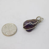 Sterling Silver Amethyst Drop Charm Pendant Vintage c1970