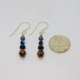Pair of Sterling Silver Faceted Glass Beads Drop Earrings Contemporary c2010