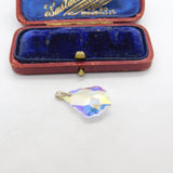 Sterling Silver Cut Iridescent Glass Charm Pendant Vintage c1970