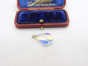 Sterling Silver Cut Iridescent Glass Charm Pendant Vintage c1970