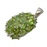 Sterling Silver & Natural Peridot Honeycomb Pendant Vintage c1990s