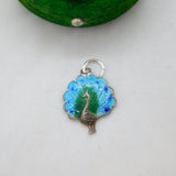 Sterling Silver Colourful Enamel Peacock Charm Pendant Vintage c1970