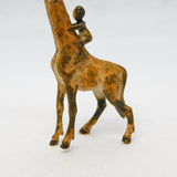 19th Century Cold Painted Vienna Bronze Children Climbing Giraffe Figurine c1860