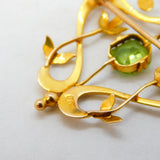 Edwardian 9ct Yellow Gold & Peridot Lavalier Drop Pendant Antique c1910s