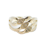 Sterling Silver CZ Set Three Open Wavy Bands Dress Ring Vintage c1990 Size P 1/2