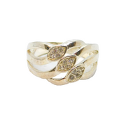 Sterling Silver CZ Set Three Open Wavy Bands Dress Ring Vintage c1990 Size P 1/2