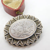 Victorian Sterling Silver Forget-Me-Not Sweetheart Brooch Antique c1880