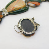 19th Century Scottish Sterling Silver & Carved Agate Panel Bracelet Antique