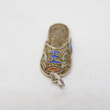 Chinese Export Sterling Silver & Enamel Sandal Pendant Antique c1930s