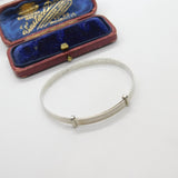Dainty Sterling Silver Engine Turned Christening Bangle 1949 Antique Art Deco