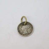 British Victorian Sterling Silver 1 1/2 Penny Coin Charm Antique 1843