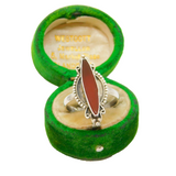 Sterling Silver Ellipse Carnelian Agate Studio Band Ring Vintage c1970 Size M