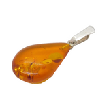 Sterling Silver Amber Drop Charm Pendant Vintage c1970s
