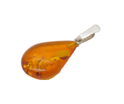 Sterling Silver Amber Drop Charm Pendant Vintage c1970s