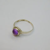 Scottish Sterling Silver Amethyst Cabochon Ring Hallmarked 1977 Size L 1/2